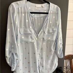 Light Blue Polka Dot Women's Top